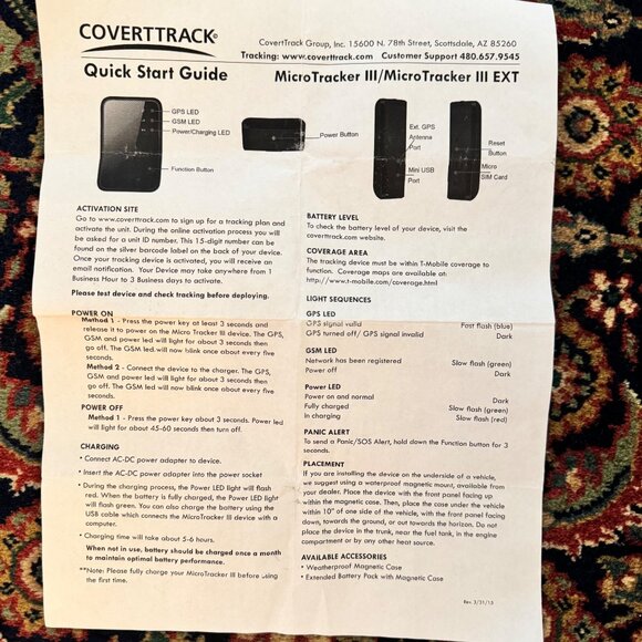 CovertTrack MicroTracker III EXT GPS Tracking Device SOS Button QuickStart Guide - Picture 11 of 11